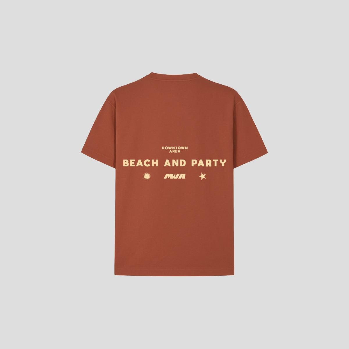 RED "BEACH AND PARTY" T-SHIRT