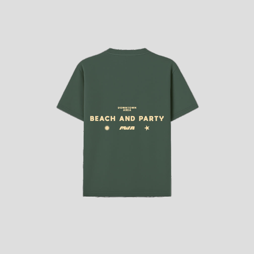 GREEN "BEACH AND PARTY" T-SHIRT
