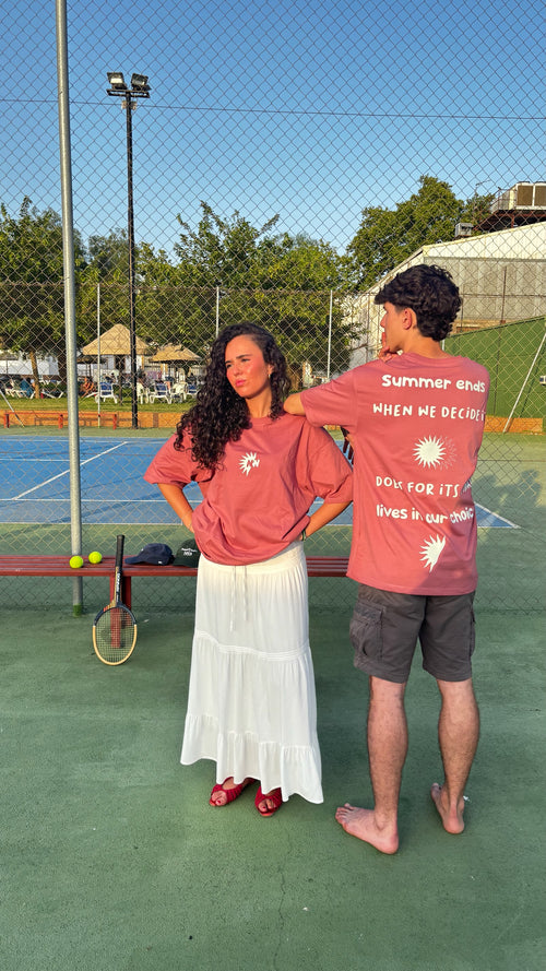 RED "SUMMER ENDS" T-SHIRT